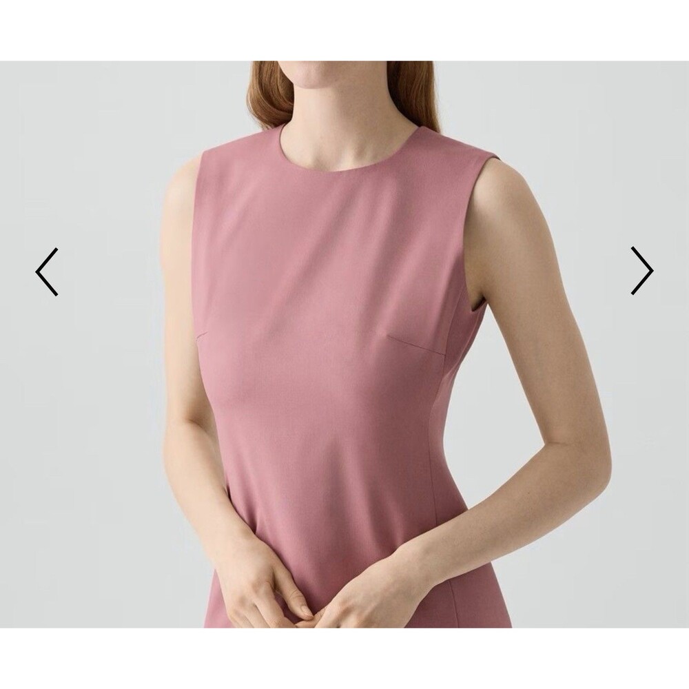 Theory Women’s Sheath Sleeveless Wool Fitted Dress Size 6 Pink Russe - Picture 3 of 14